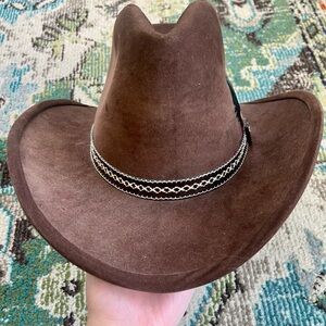 Vintage Bailey U-rollit Brown Felt Cowboy Hat with Cream Interior